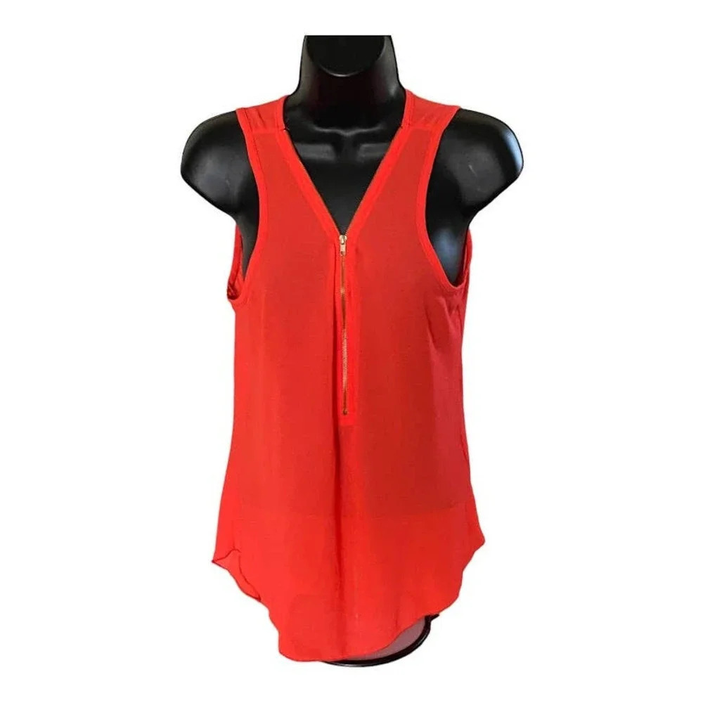 Windsor Womens Sleeveless Tank Top Zip Closure Size Med Light Weight Orange